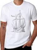 Black Ship Graphic Tee - Nautical Style