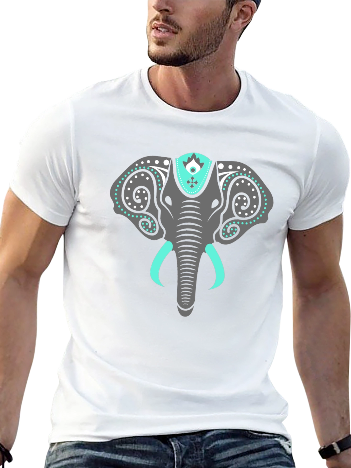 Elephant Graphic Tee - Stylish Mens Black T-Shirt