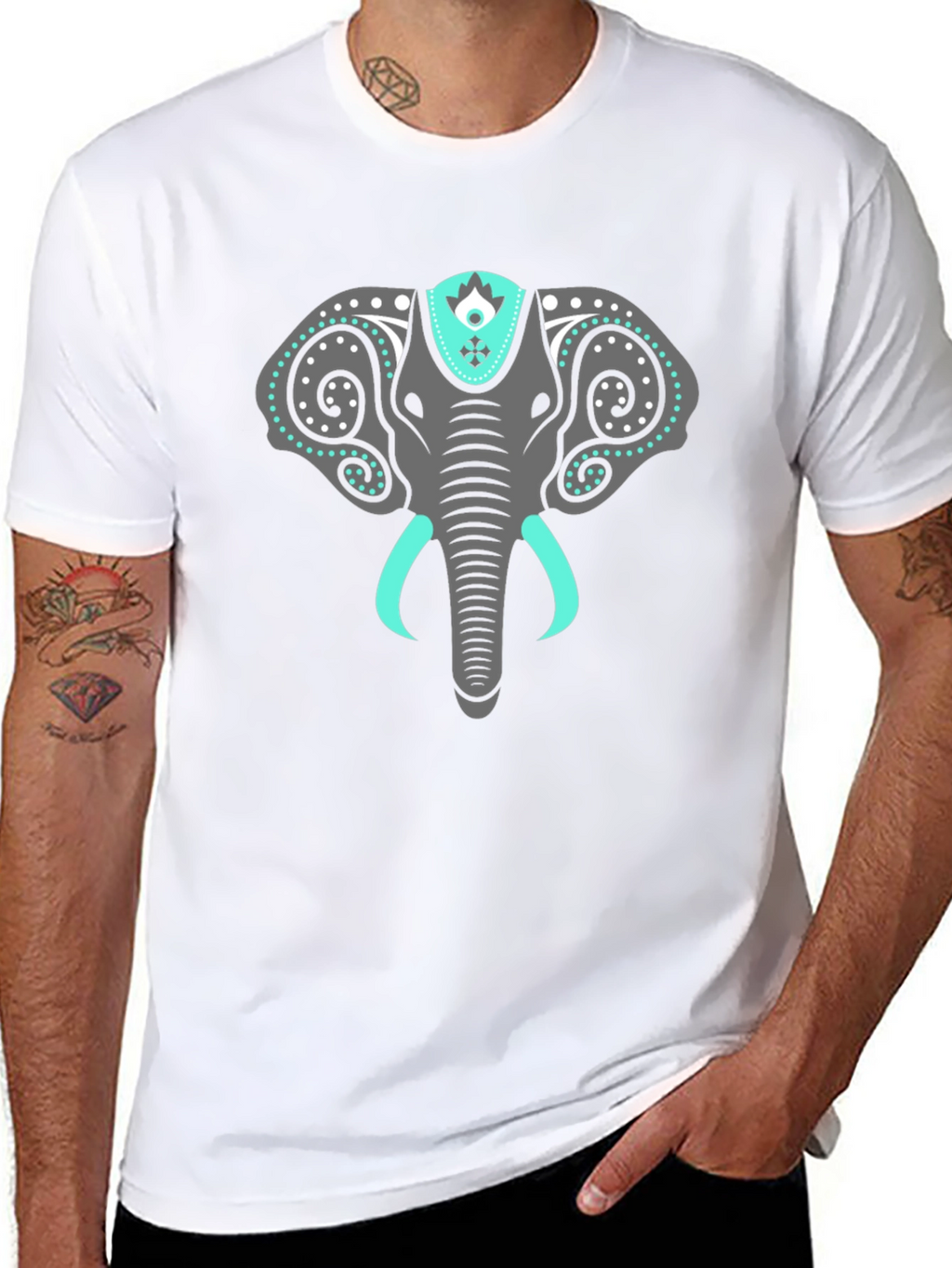 Elephant Graphic Tee - Stylish Mens Black T-Shirt