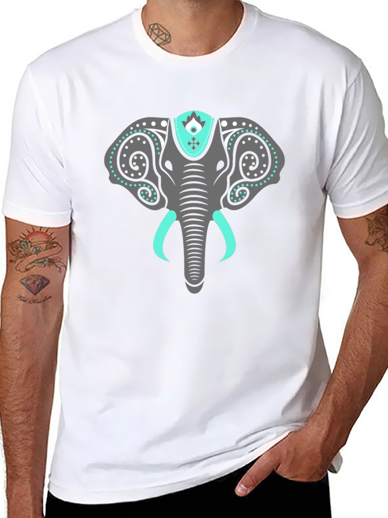 Elephant Graphic Tee - Stylish Mens Black T-Shirt