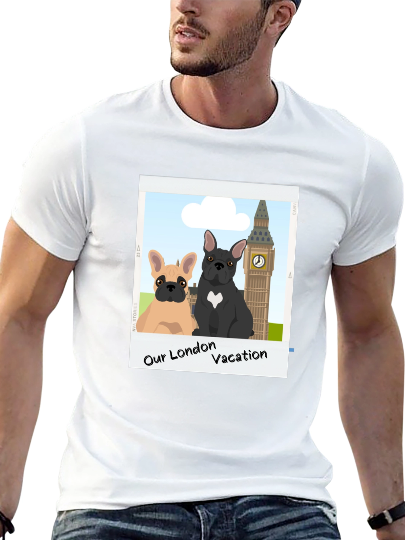 London Vacation Bulldog Graphic Tee - Black