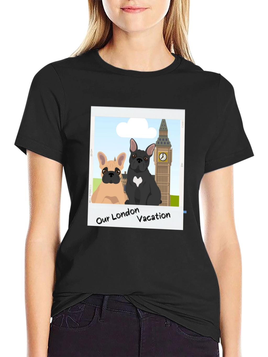 London Vacation Bulldog Graphic Tee - Black