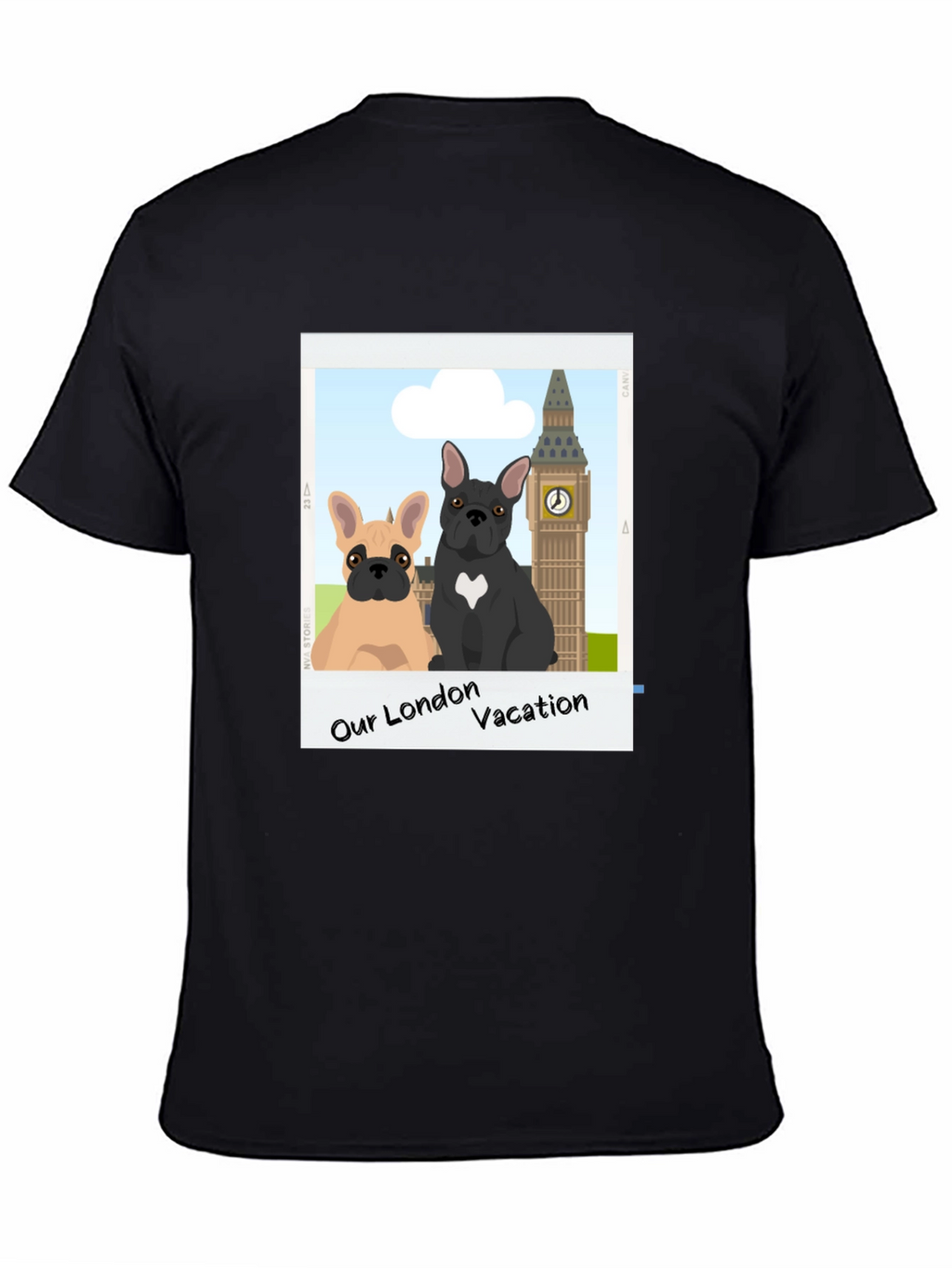 London Vacation Bulldog Graphic Tee - Black