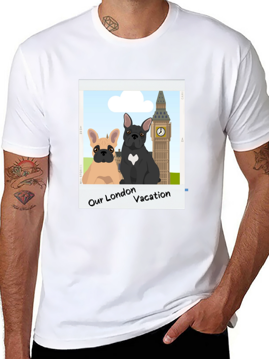 London Vacation Bulldog Graphic Tee - Black