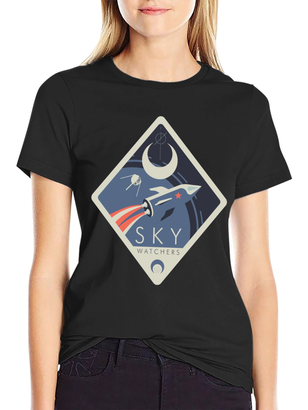 Sky Watchers Graphic Tee - Space Rocket Design
