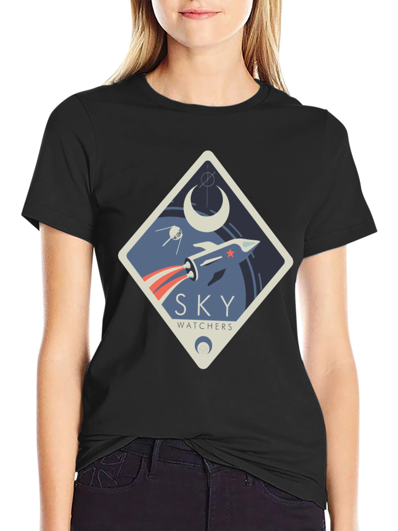 Sky Watchers Graphic Tee - Space Rocket Design