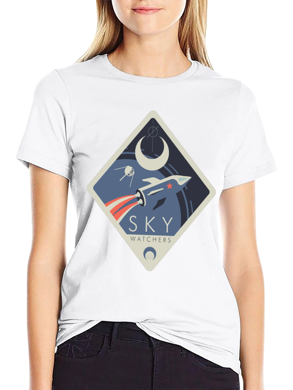 Sky Watchers Graphic Tee - Space Rocket Design
