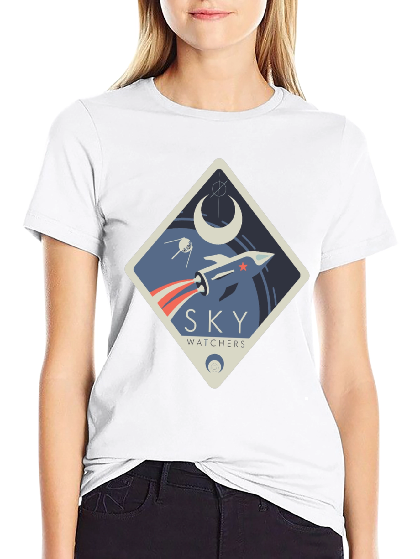 Sky Watchers Graphic Tee - Space Rocket Design