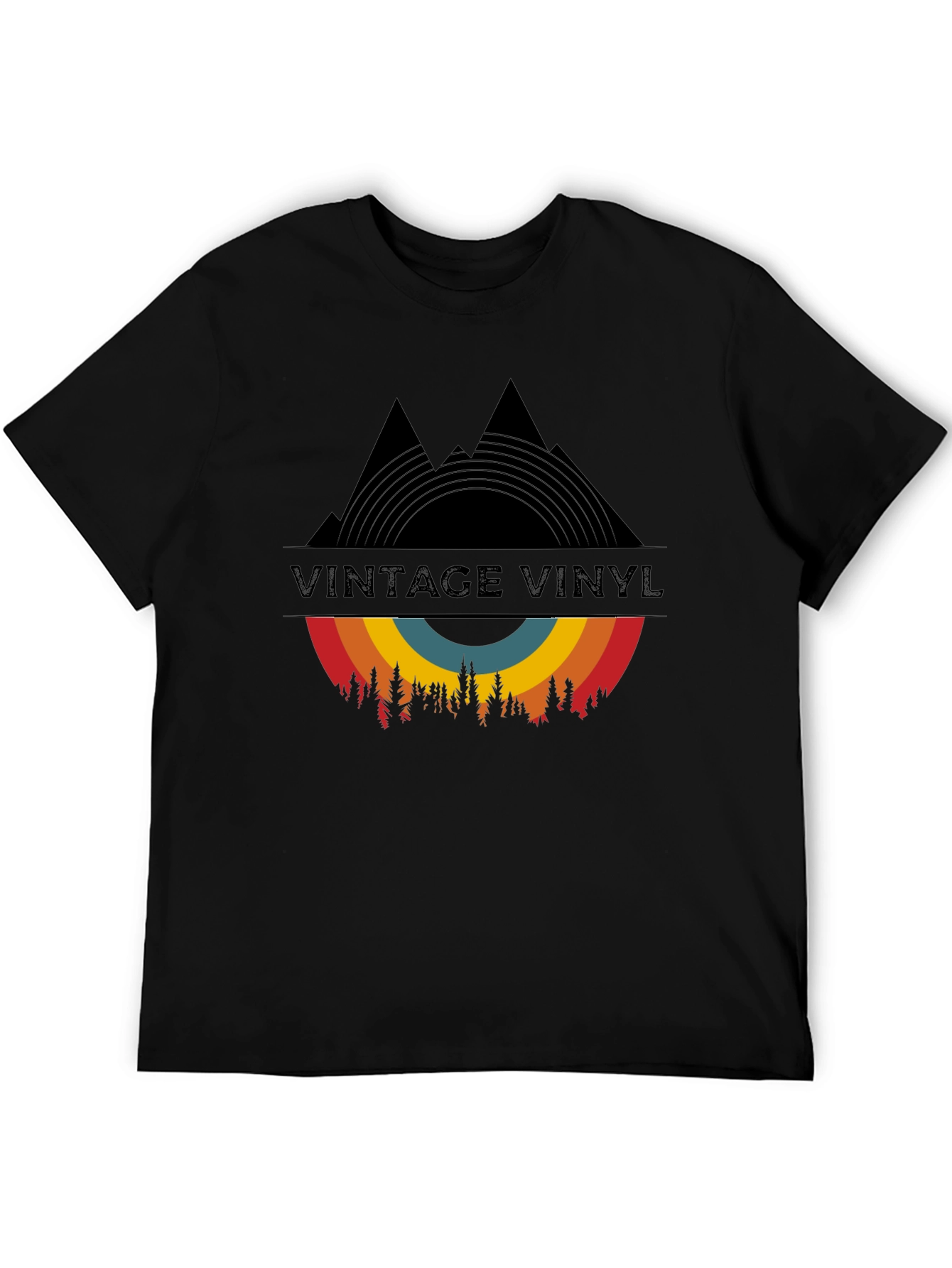 Vintage Vinyl Mountain T-Shirt - Retro Music Lover Tee