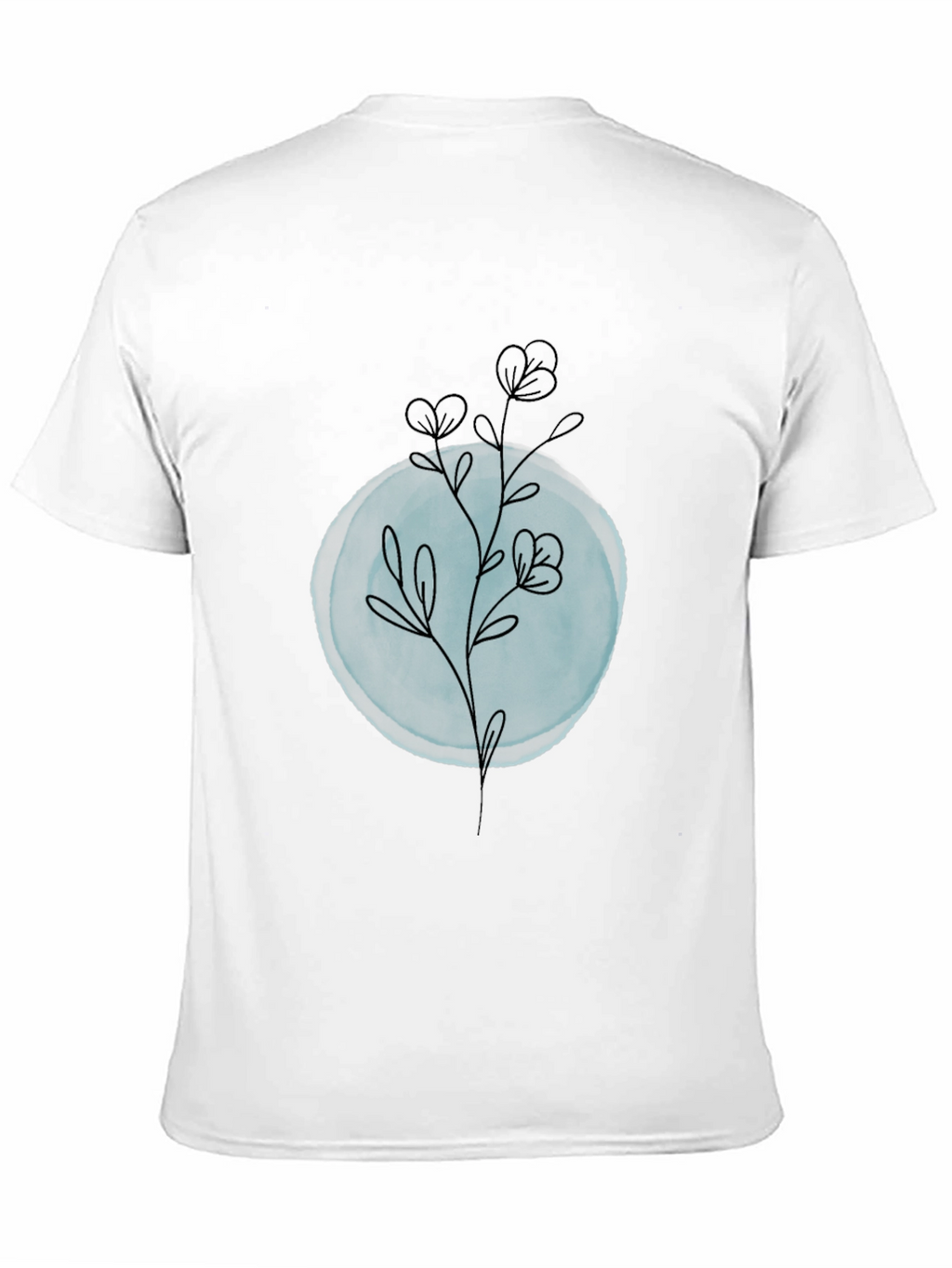 Black T-Shirt with Minimalist Floral Design