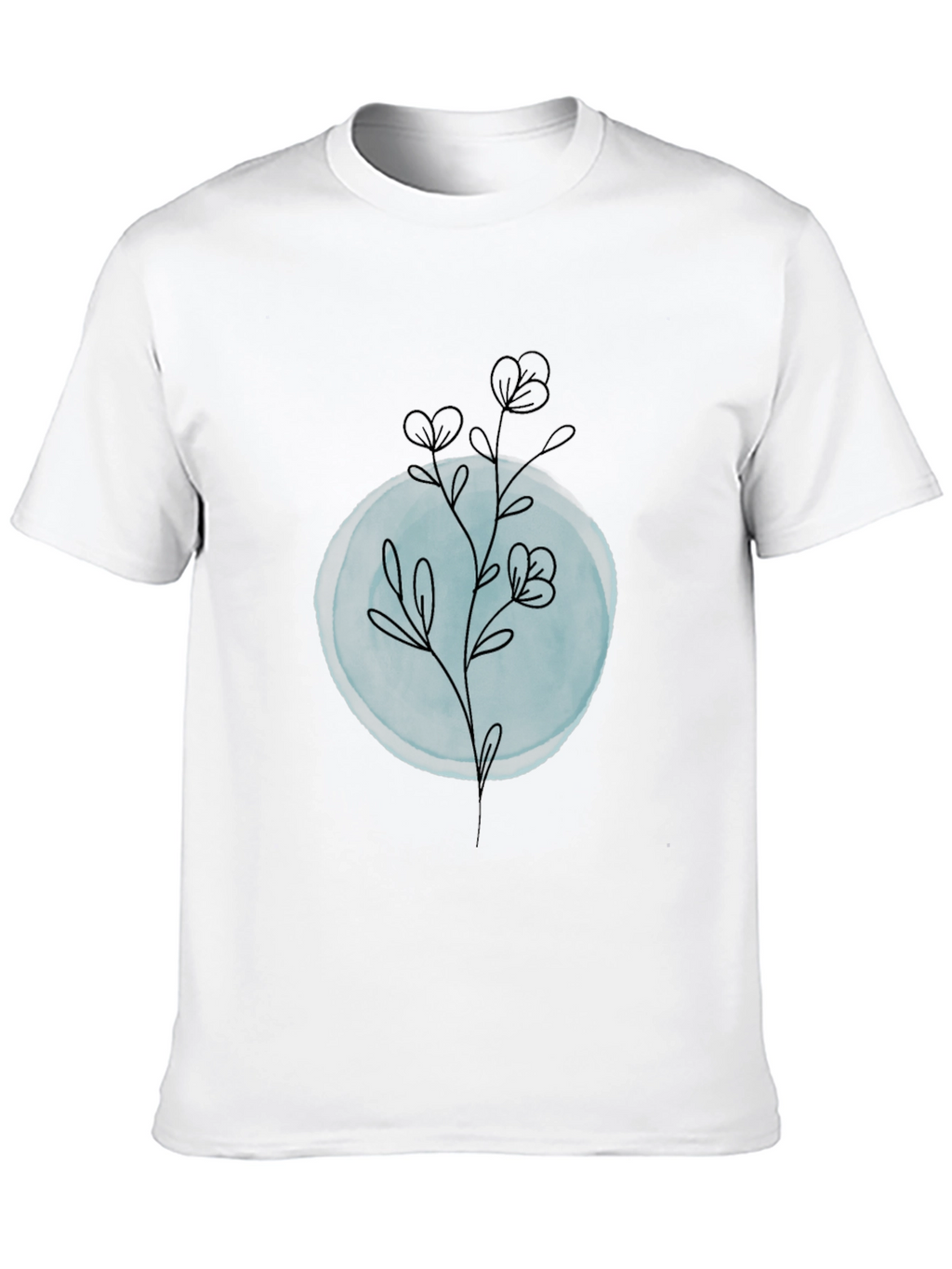 Black T-Shirt with Minimalist Floral Design