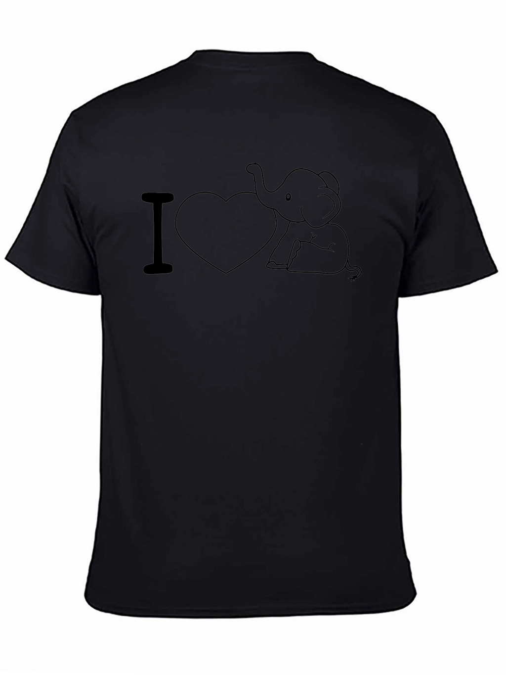 I Love Elephants Black T-Shirt