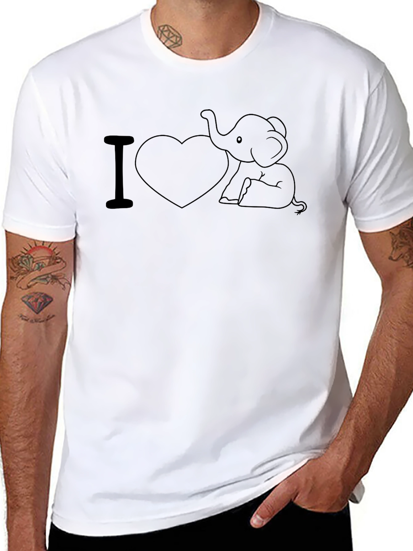 I Love Elephants Black T-Shirt