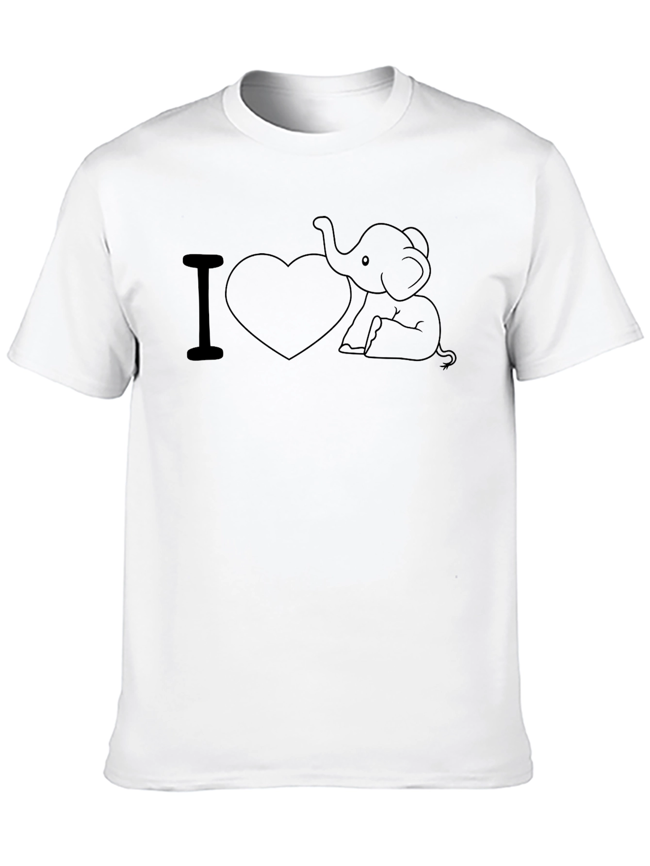 I Love Elephants Black T-Shirt