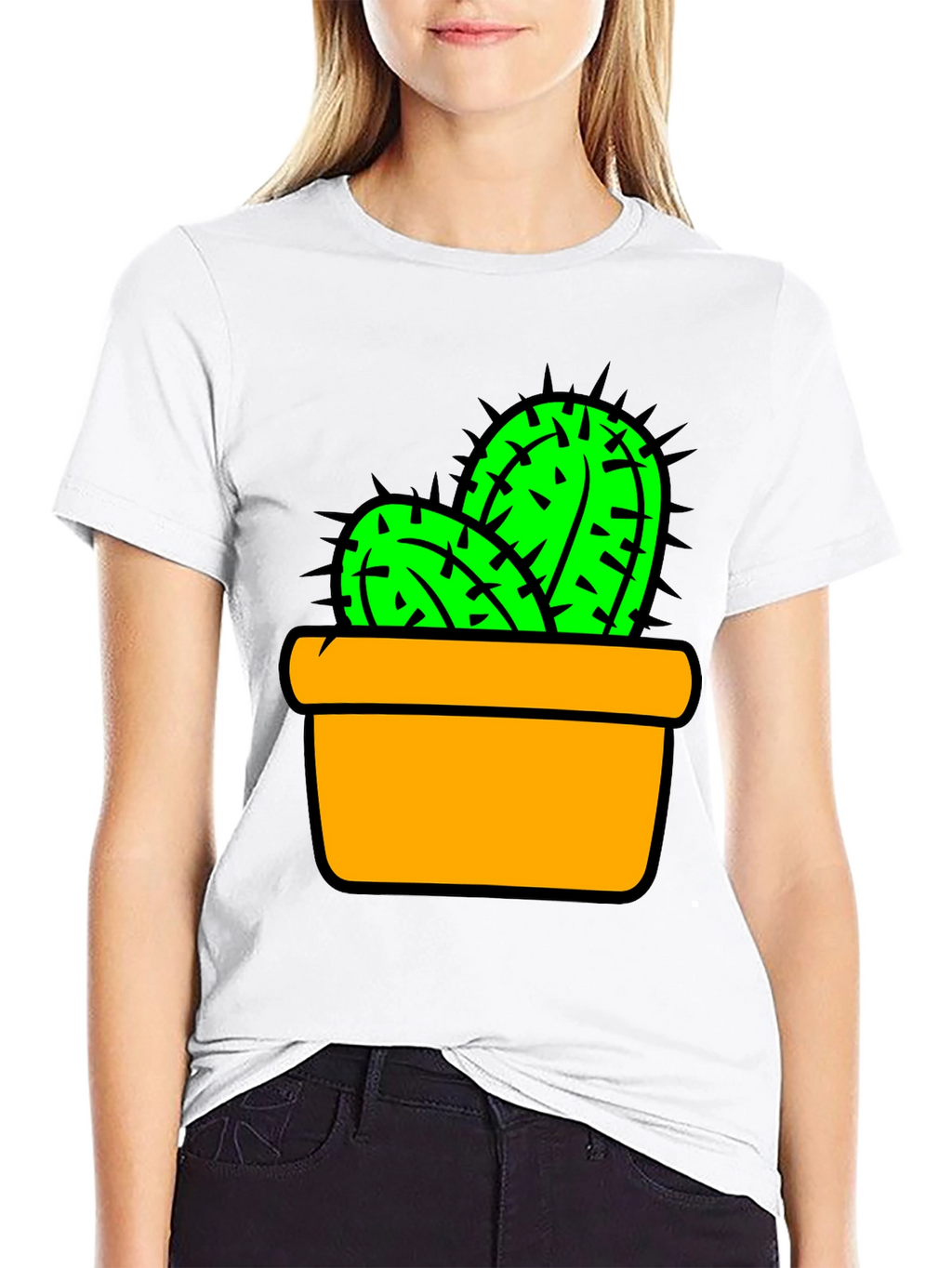 Cactus in Pot Graphic Tee - Trendy Unisex T-Shirt