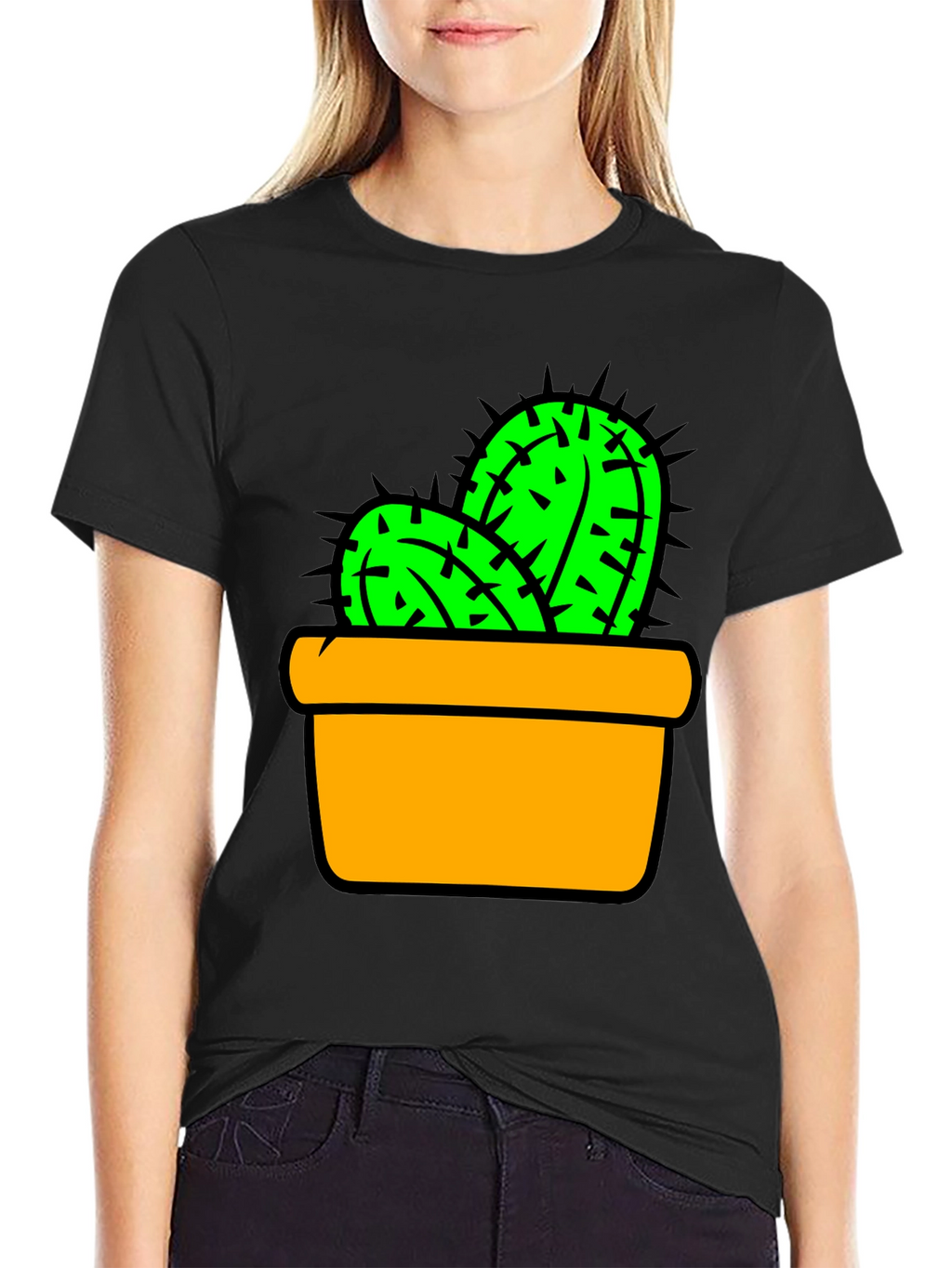 Cactus in Pot Graphic Tee - Trendy Unisex T-Shirt