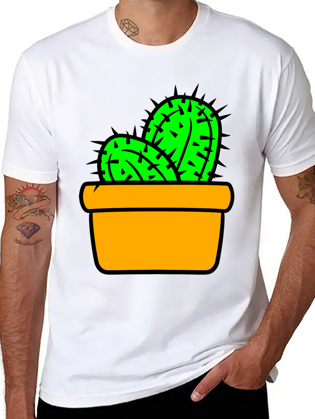 Cactus in Pot Graphic Tee - Trendy Unisex T-Shirt