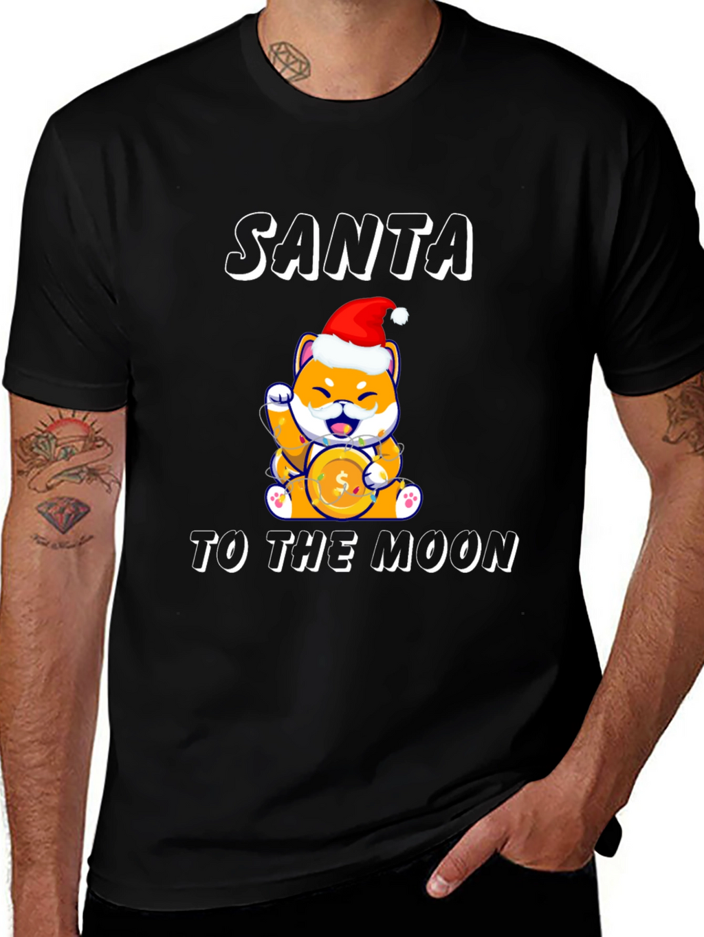Santa Shiba Inu Doge To The Moon T-Shirt