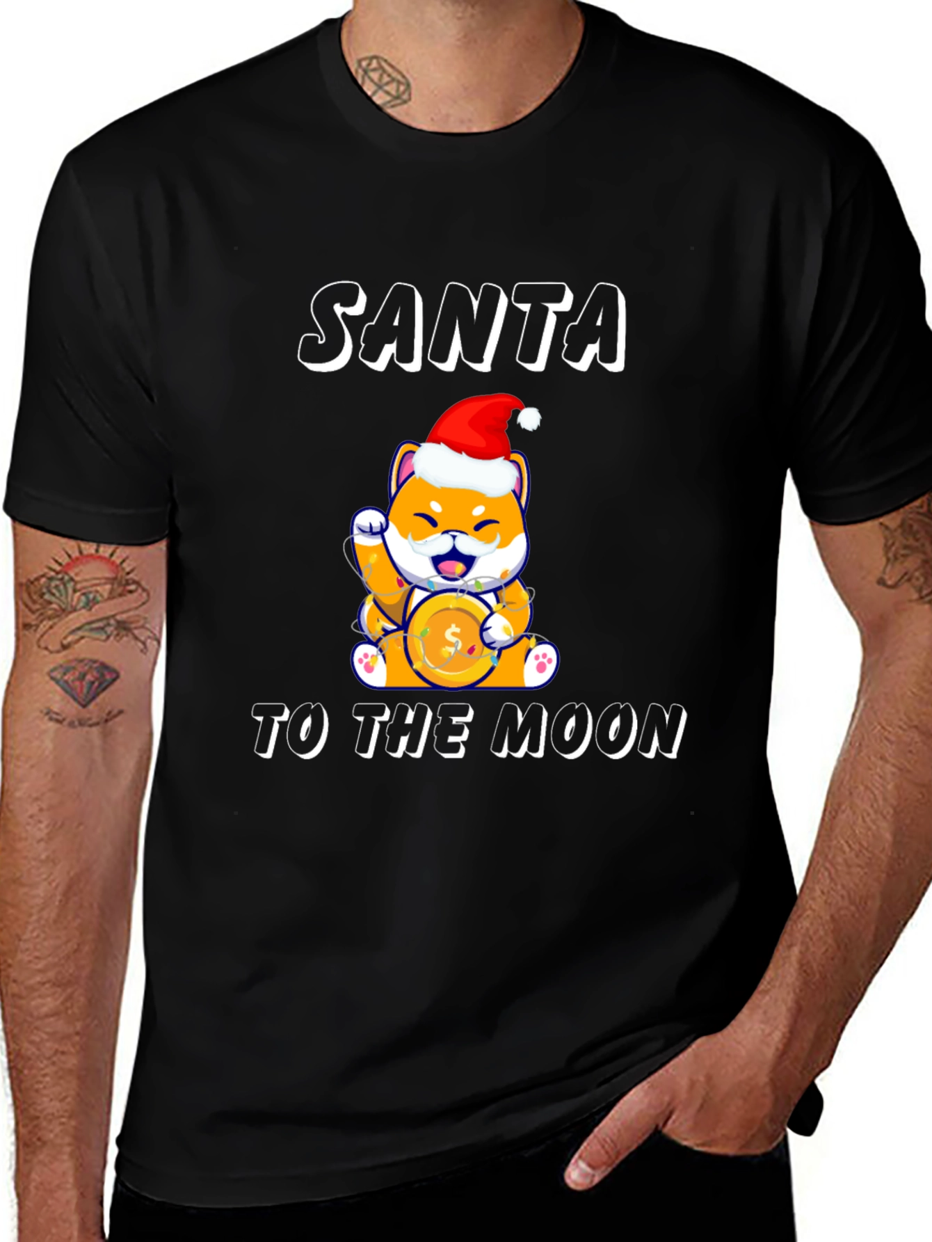 Santa Shiba Inu Doge To The Moon T-Shirt