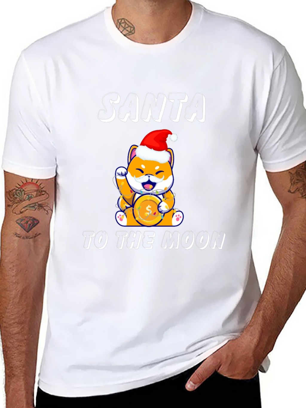 Santa Shiba Inu Doge To The Moon T-Shirt