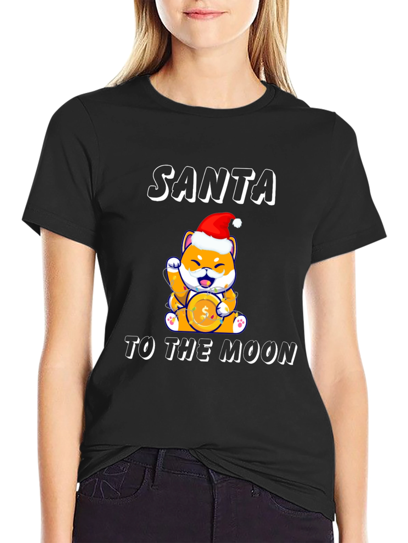 Santa Shiba Inu Doge To The Moon T-Shirt