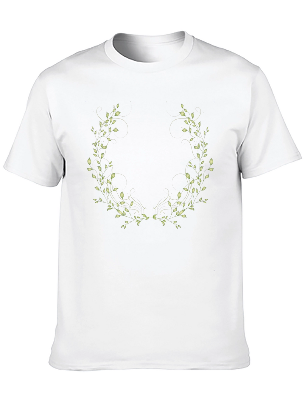 Black T-Shirt with Leaf Wreath Design