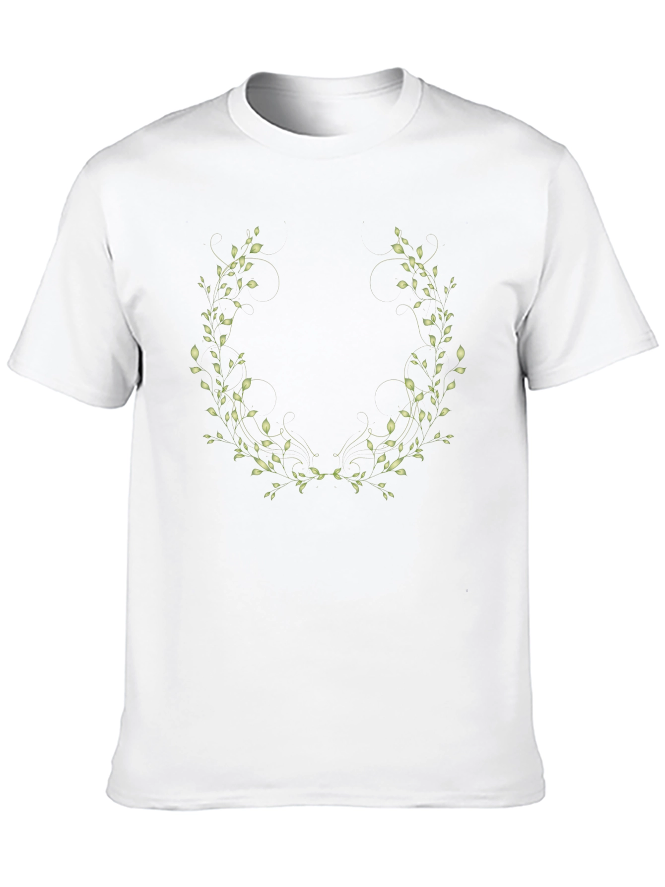 Black T-Shirt with Leaf Wreath Design