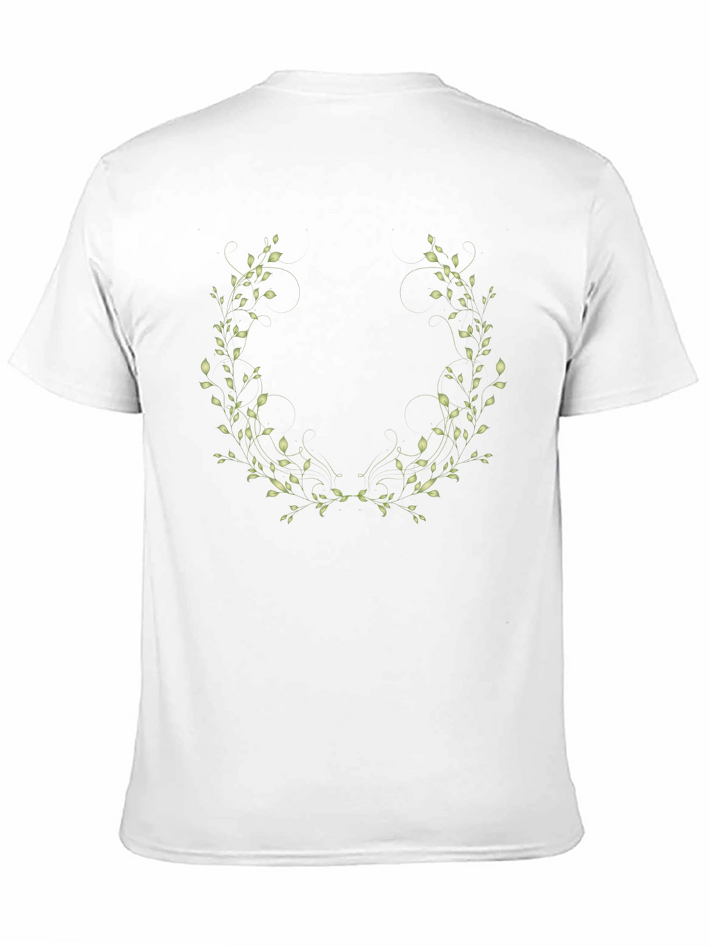 Black T-Shirt with Leaf Wreath Design