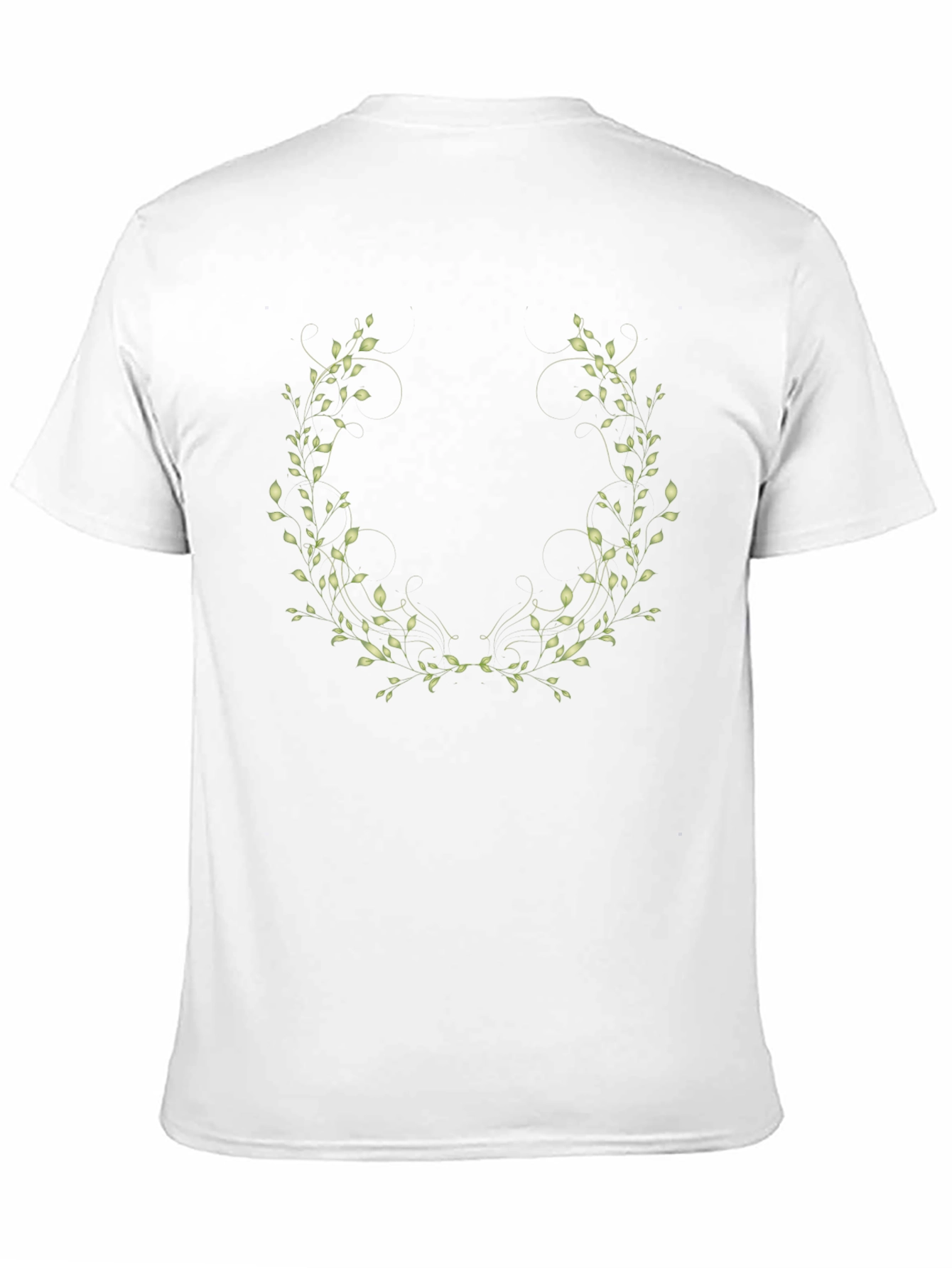 Black T-Shirt with Leaf Wreath Design