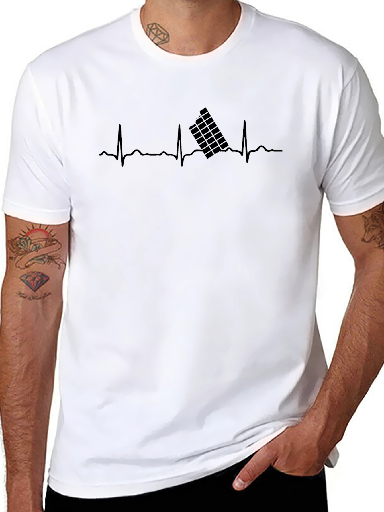 Heartbeat Rubiks Cube T-Shirt - Black