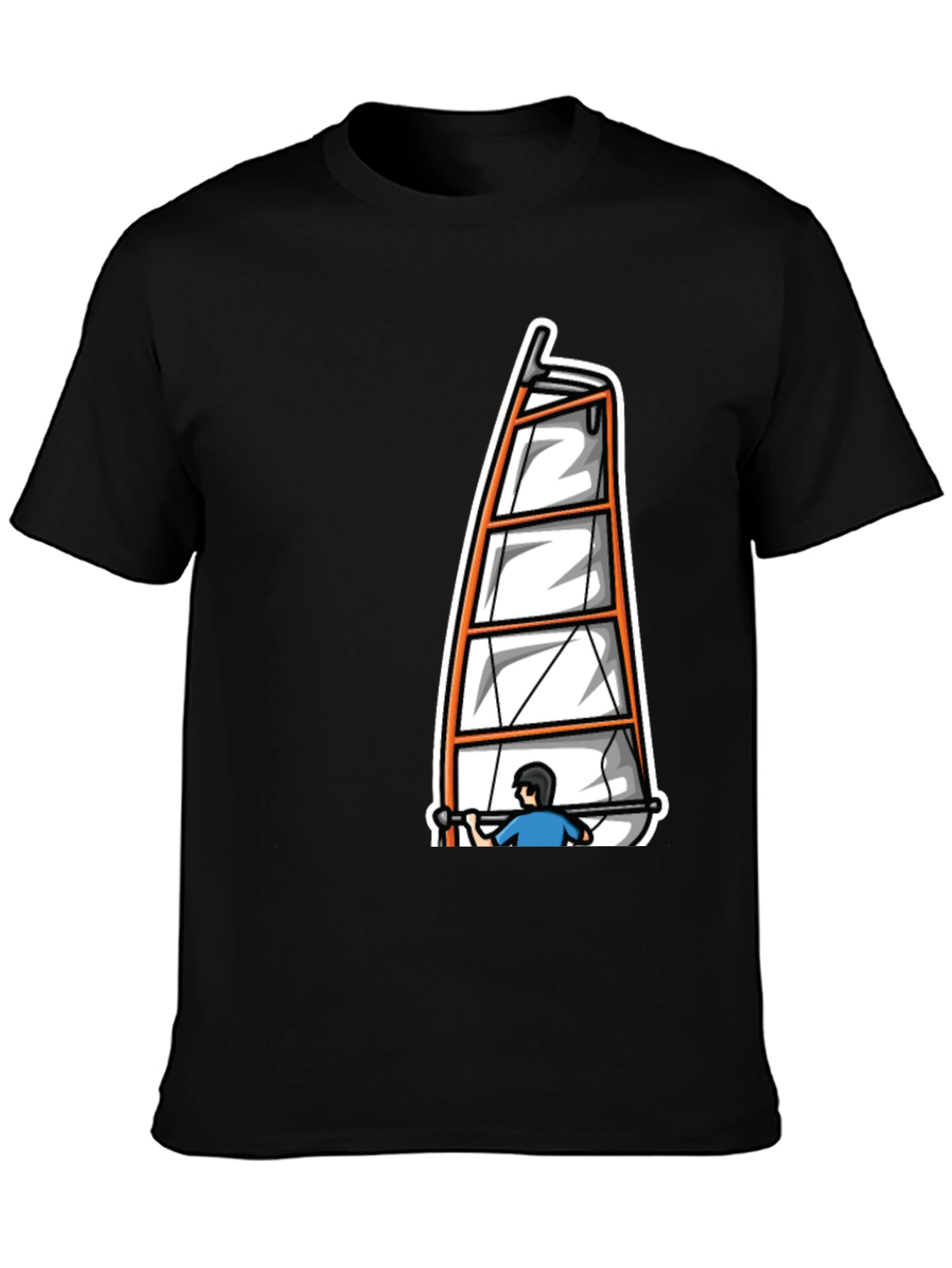 Windsurfing Graphic Tee - Black Cotton T-Shirt