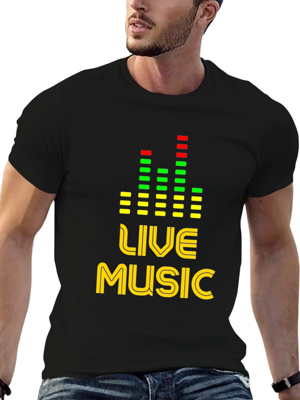 Live Music Graphic Tee - Black Cotton T-Shirt