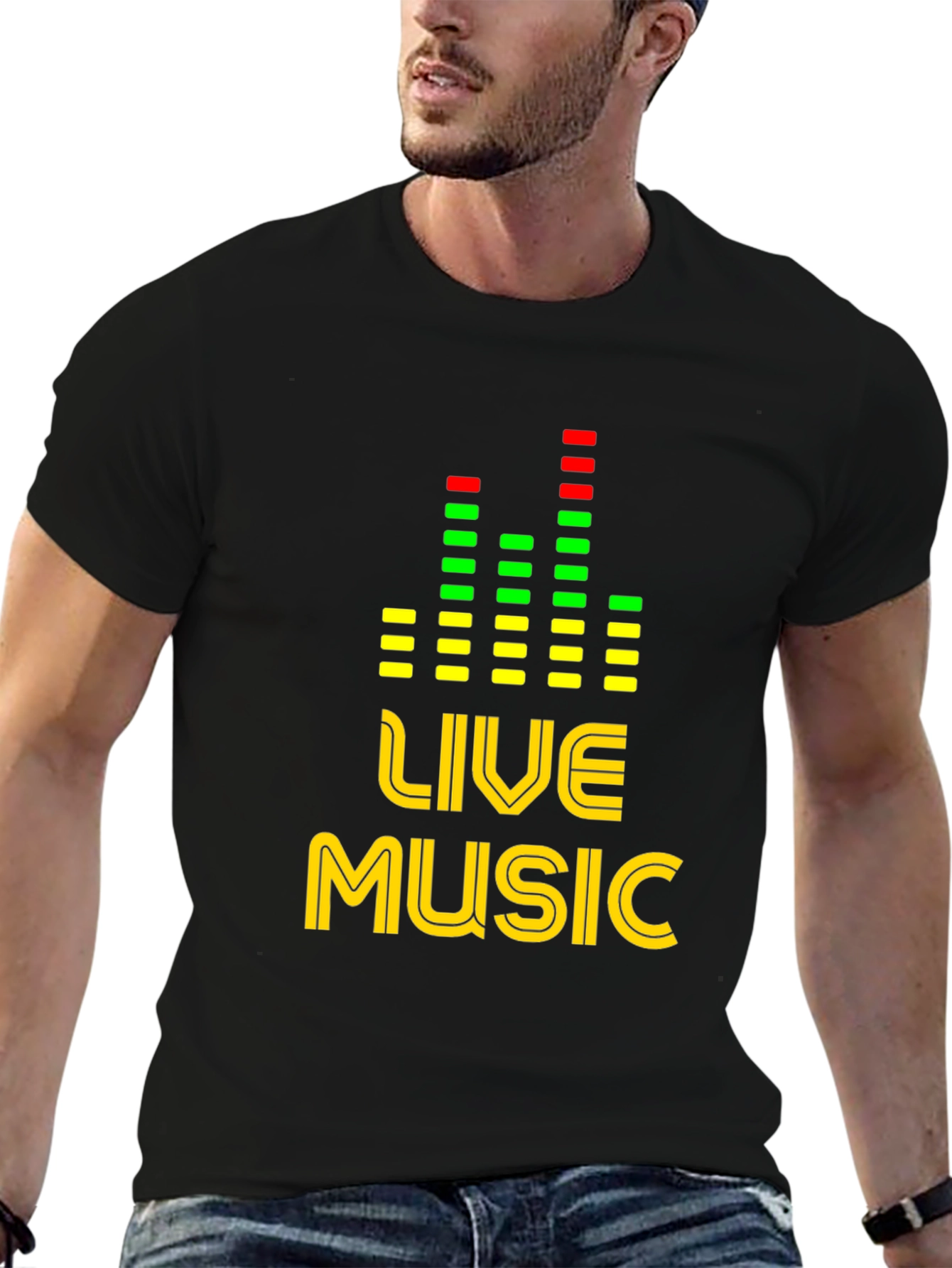 Live Music Graphic Tee - Black Cotton T-Shirt