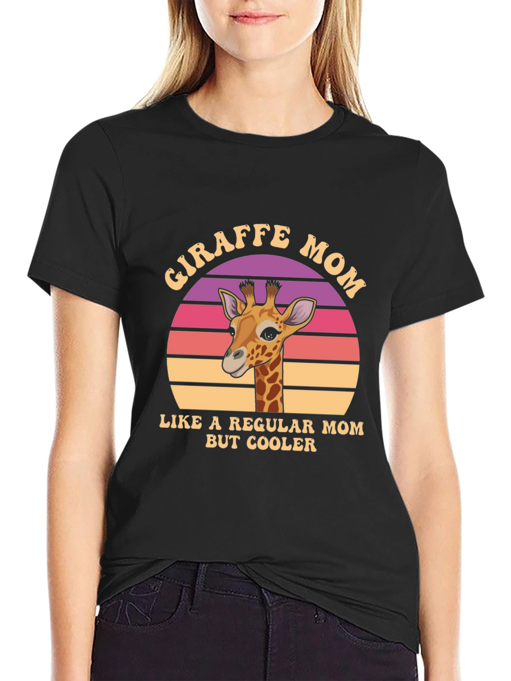Giraffe Mom Graphic T-Shirt - Cool Animal Lover Tee