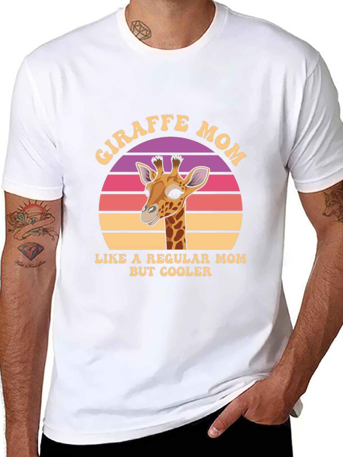 Giraffe Mom Graphic T-Shirt - Cool Animal Lover Tee