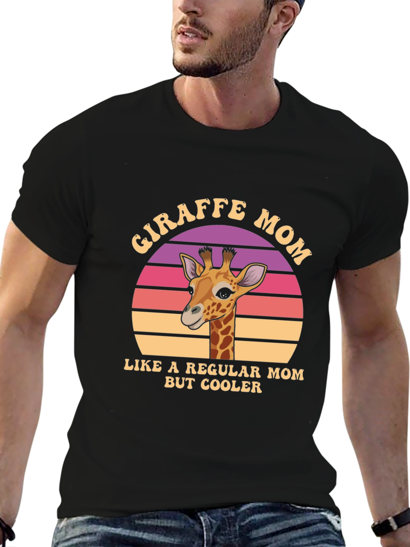 Giraffe Mom Graphic T-Shirt - Cool Animal Lover Tee