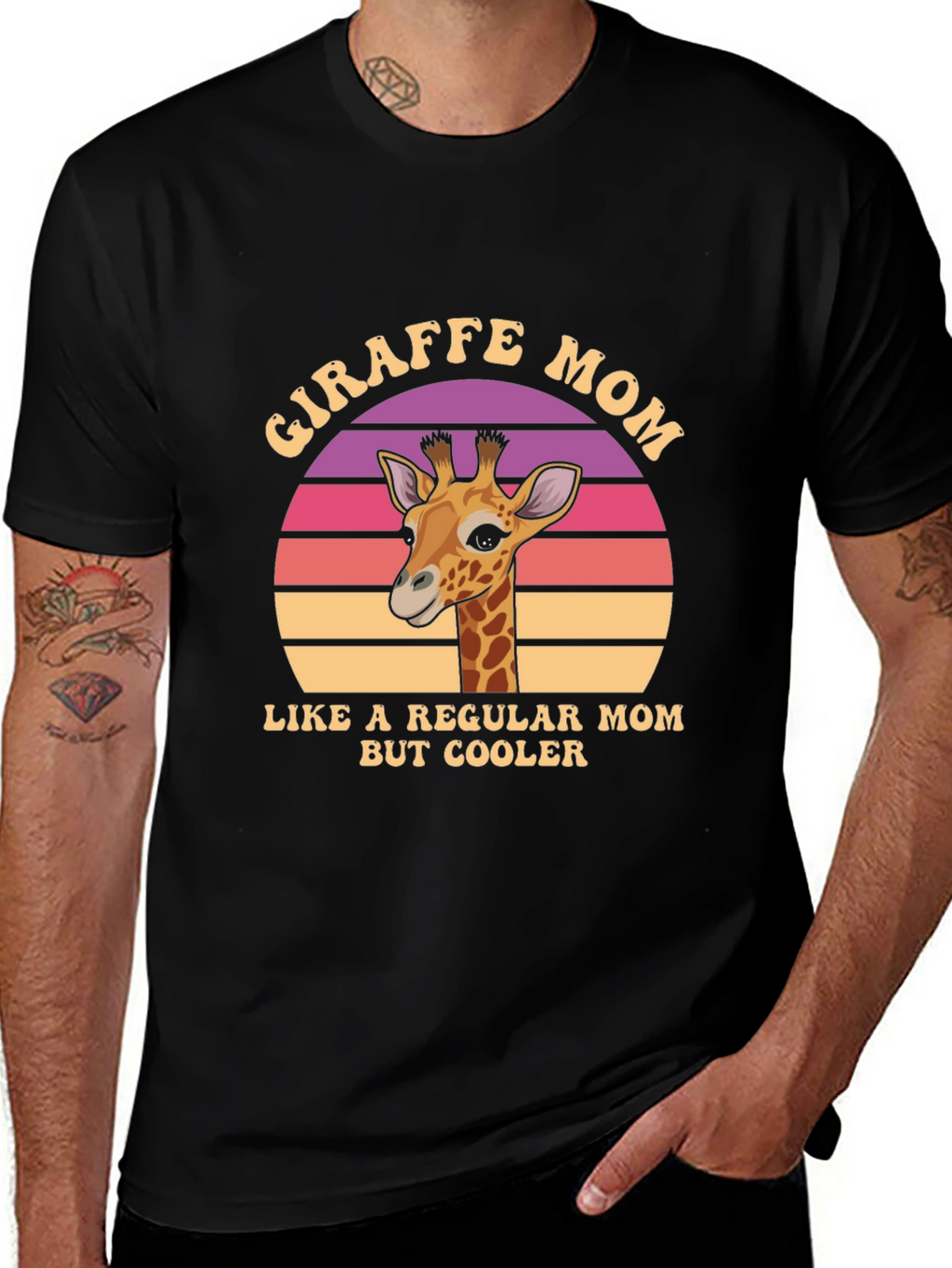 Giraffe Mom Graphic T-Shirt - Cool Animal Lover Tee