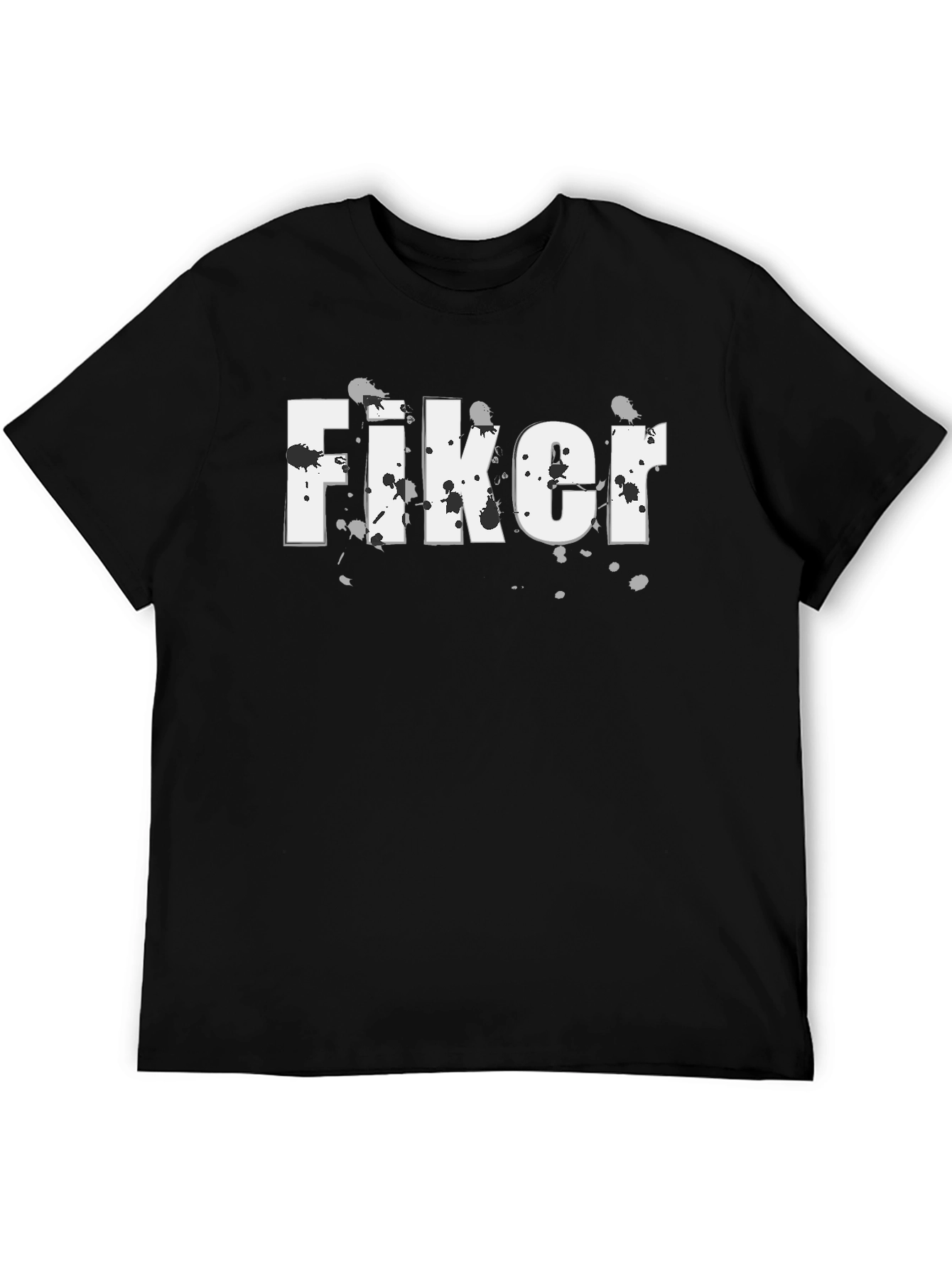 Fiker Graphic T-Shirt - Black Short Sleeve Crew Neck