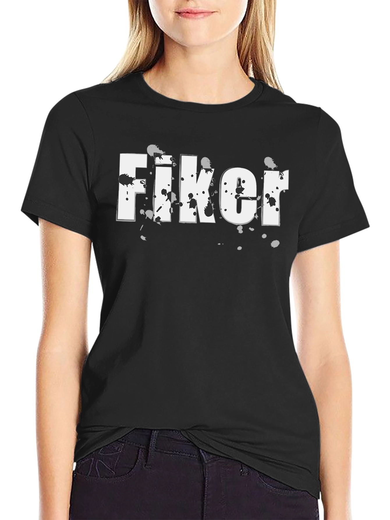 Fiker Graphic T-Shirt - Black Short Sleeve Crew Neck