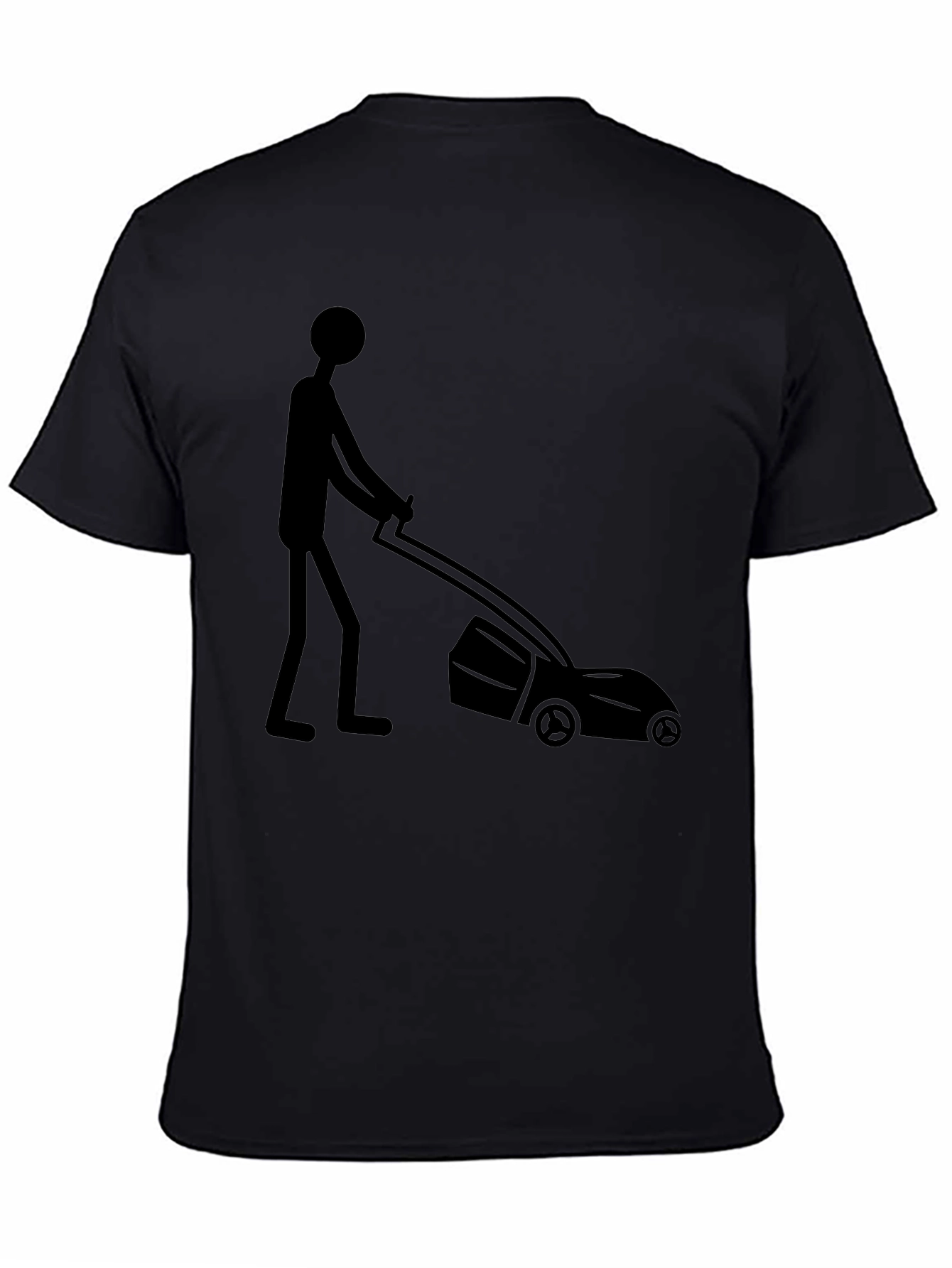 Man Mowing Lawn Graphic Tee - Black
