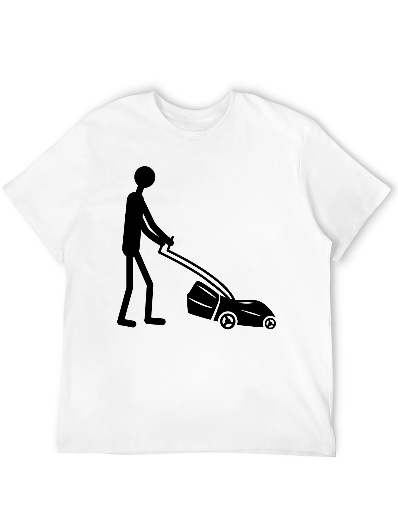Man Mowing Lawn Graphic Tee - Black