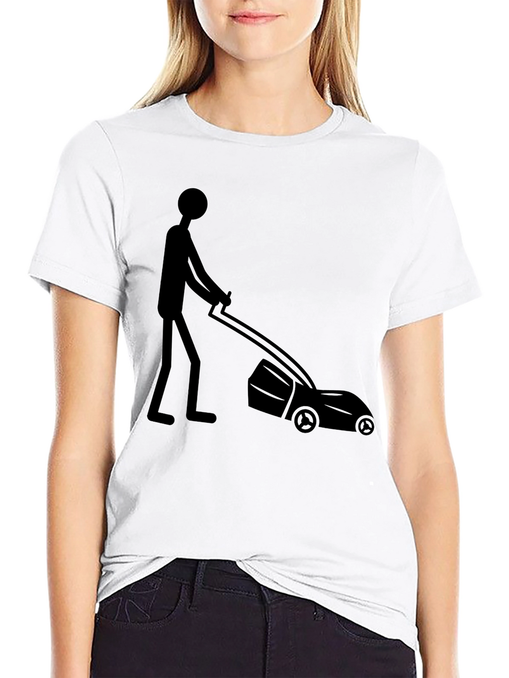 Man Mowing Lawn Graphic Tee - Black