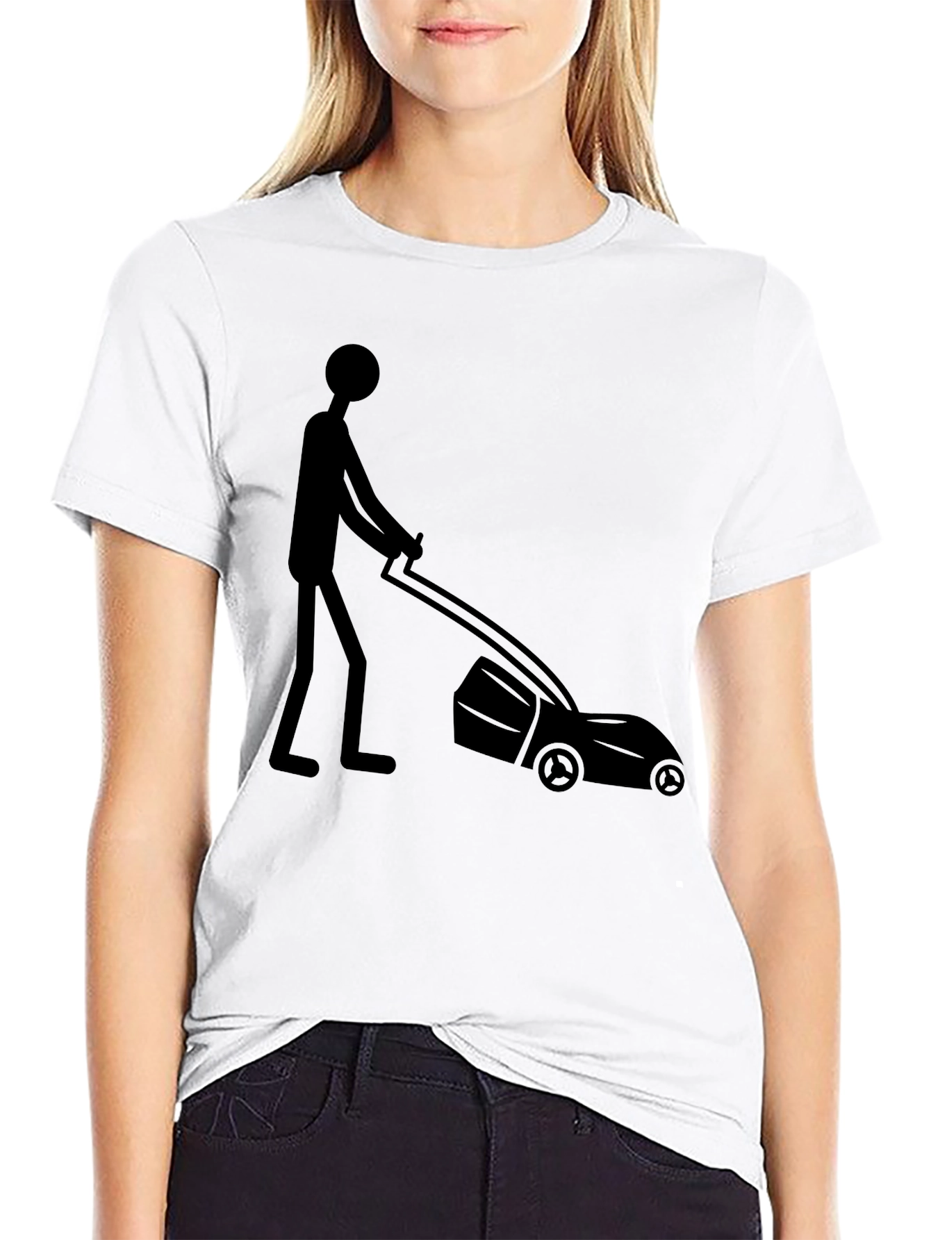 Man Mowing Lawn Graphic Tee - Black