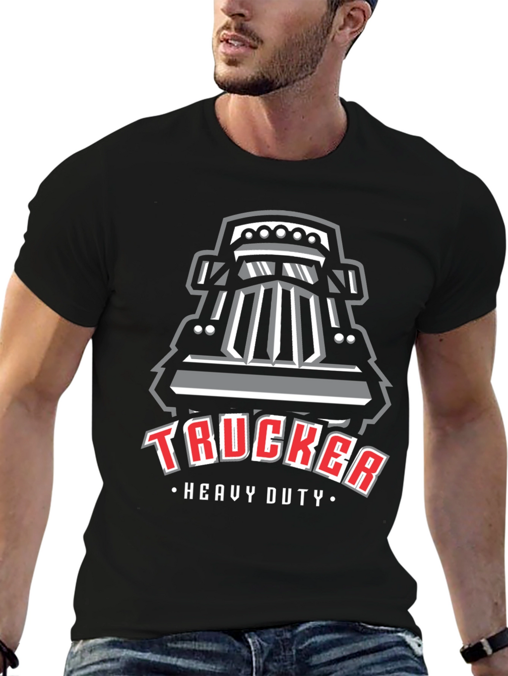 Trucker Heavy Duty Graphic T-Shirt - Black