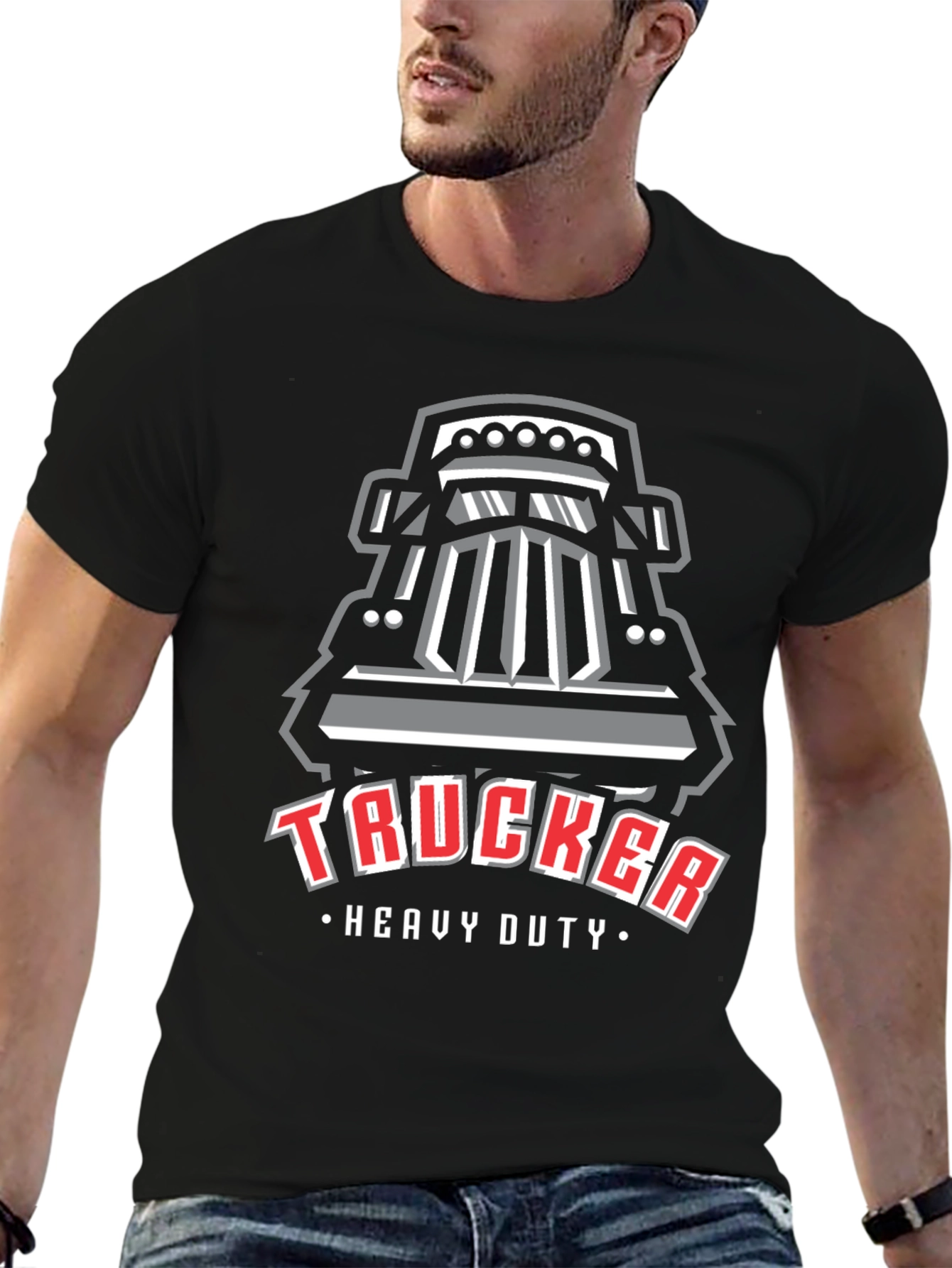 Trucker Heavy Duty Graphic T-Shirt - Black