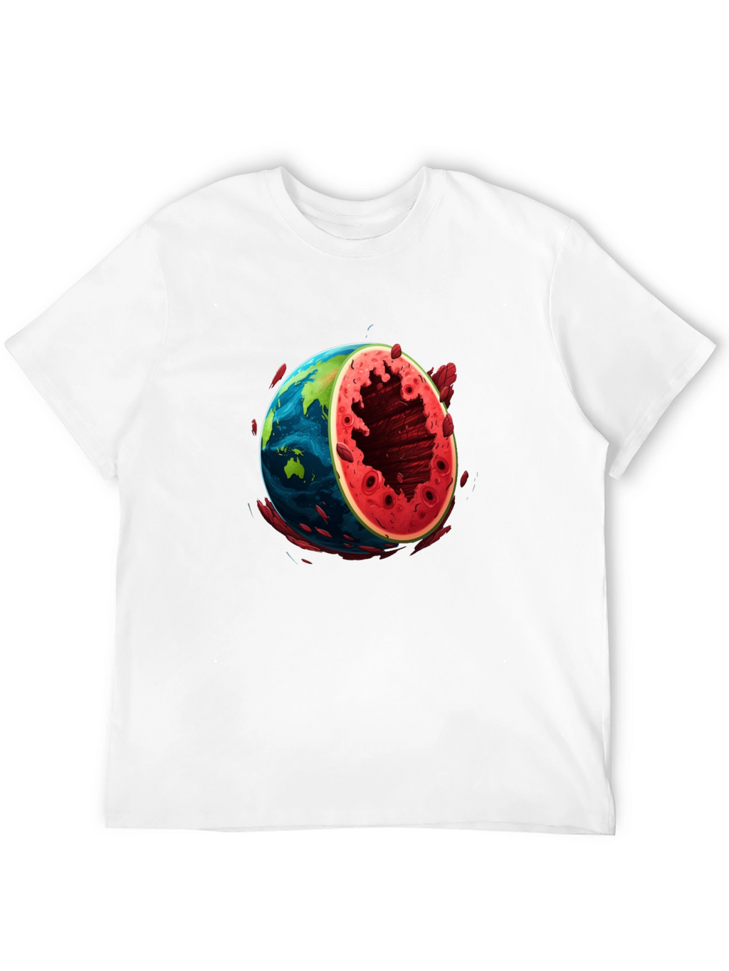 Earth Watermelon Graphic Tee - Black Cotton T-Shirt