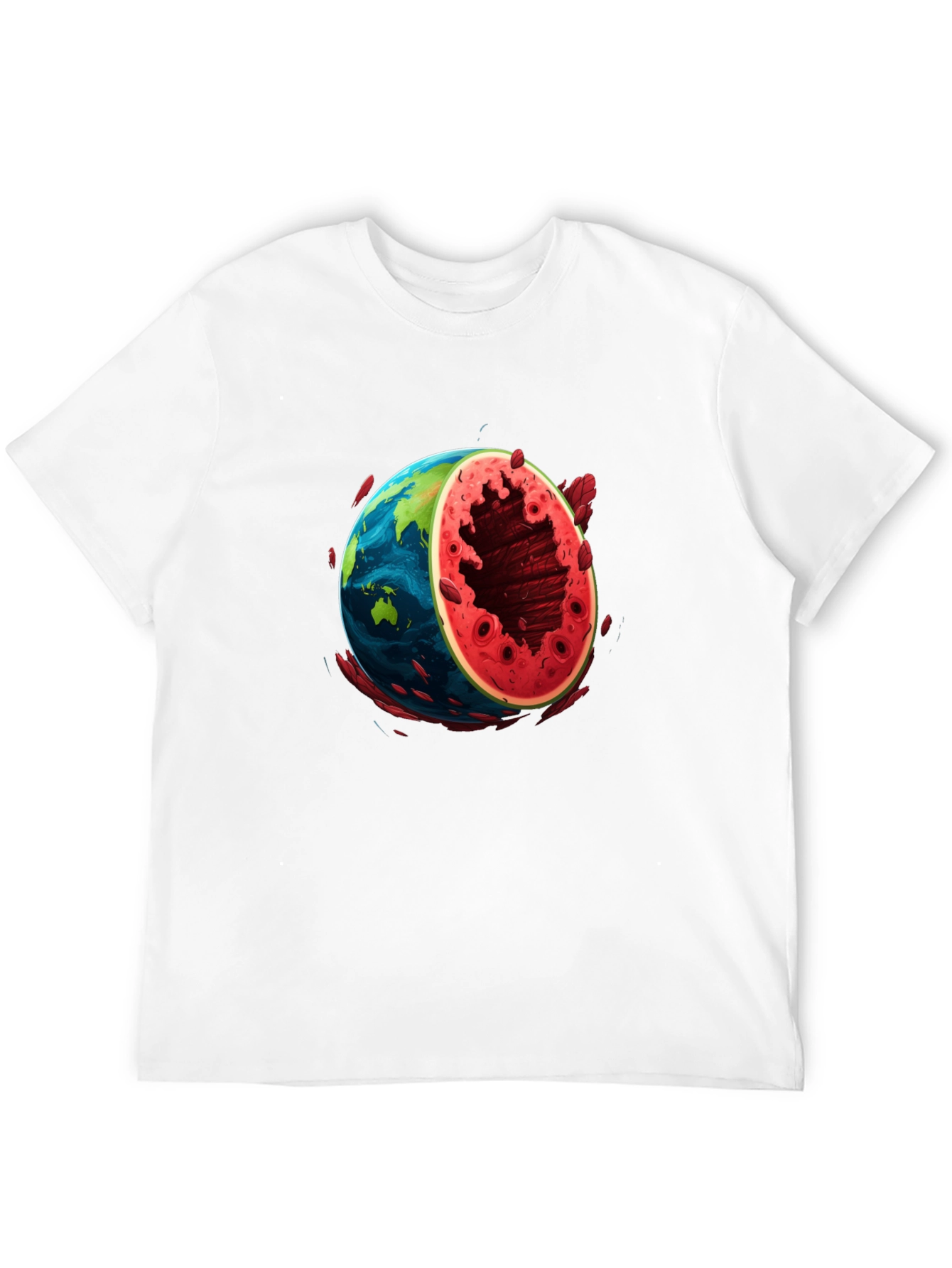 Earth Watermelon Graphic Tee - Black Cotton T-Shirt