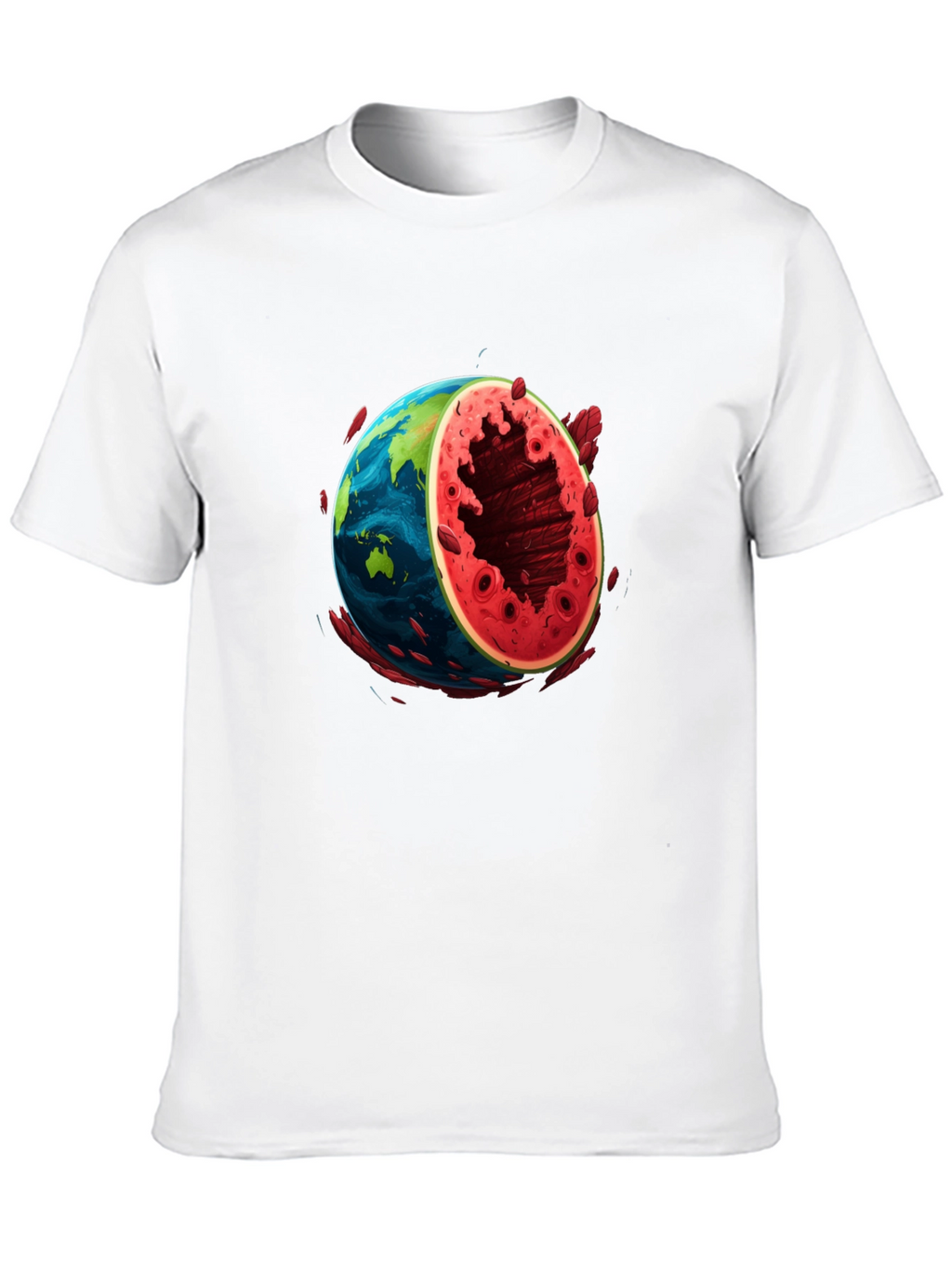 Earth Watermelon Graphic Tee - Black Cotton T-Shirt