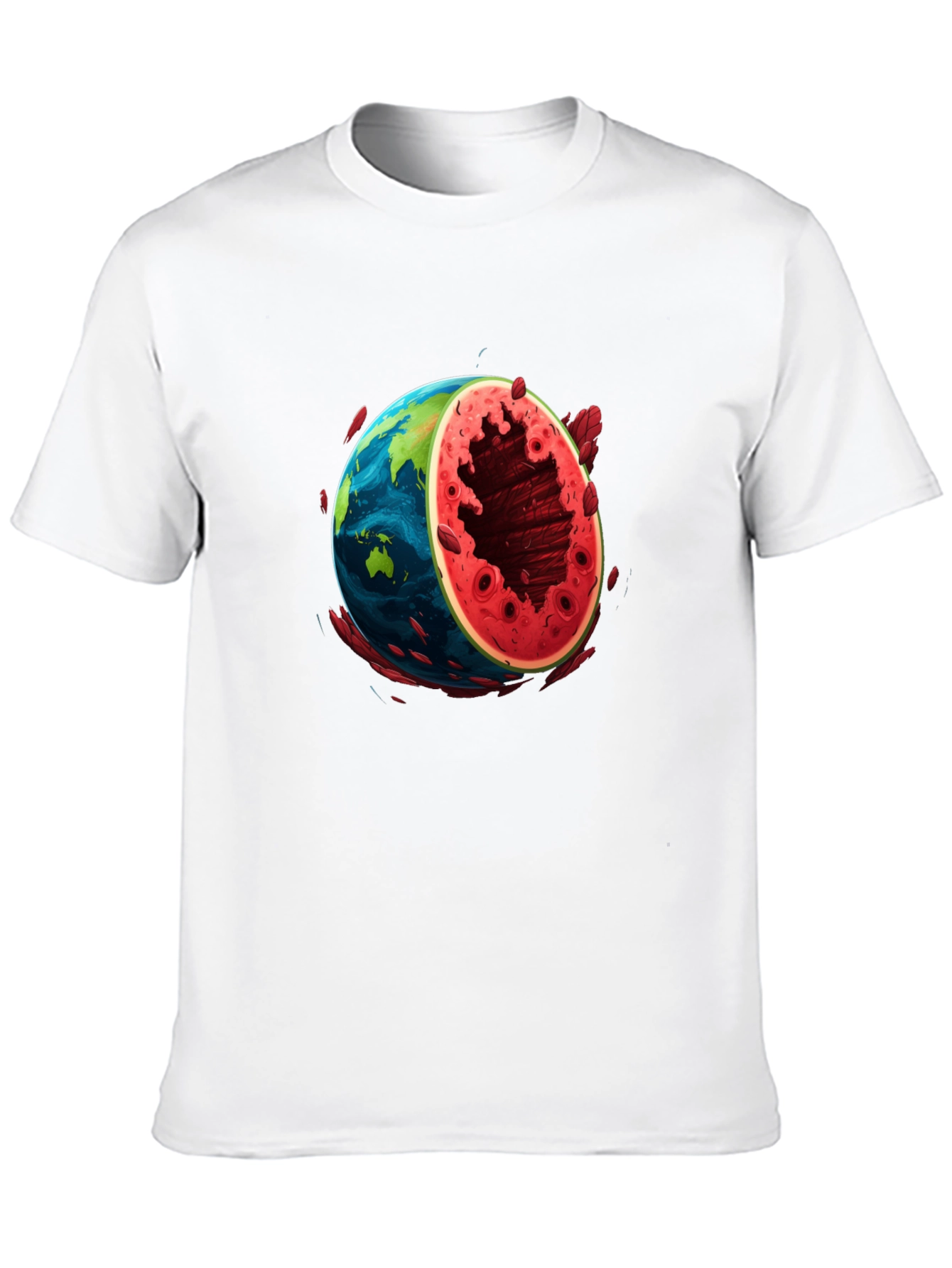 Earth Watermelon Graphic Tee - Black Cotton T-Shirt