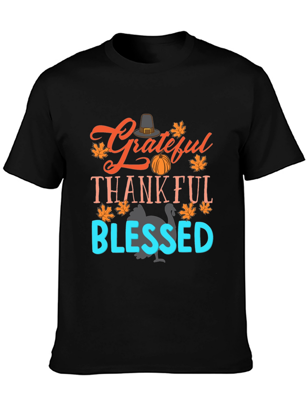 Grateful Thankful Blessed Thanksgiving Graphic Tee